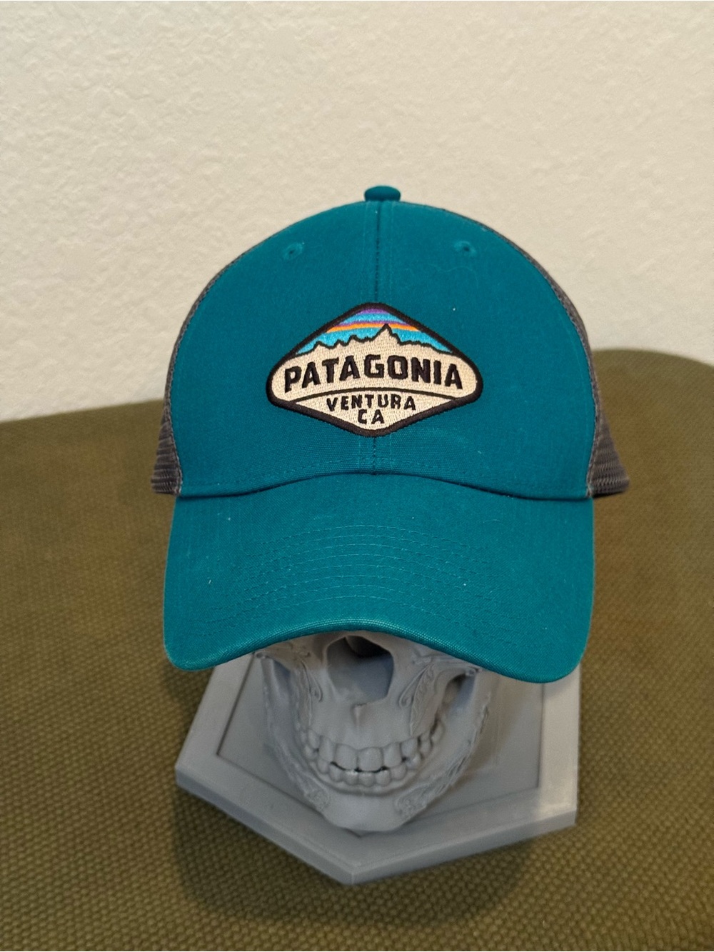 Patagonia Ventura CA Trucker Hat Teal Gray Mesh Snapback Cap